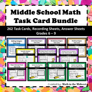Preview of Middle School Math Task Card Bundle