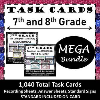 Preview of Middle School Math Task Card Bundle {7th and 8th Grade - 1,040 TASK CARDS!}