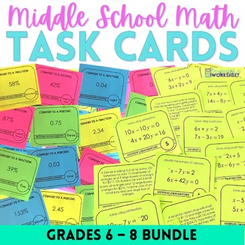 Preview of Middle School Math Task Cards Bundle