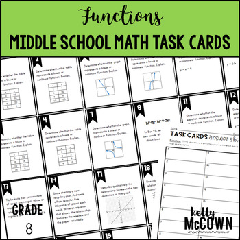 Preview of Middle School Math Task Cards: Functions {Grade 8: Set 5}
