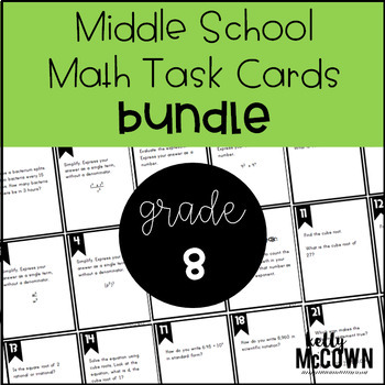 Preview of Middle School Math Task Cards: Grade 8 BUNDLE