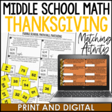 Middle School Math Thanksgiving Activity November