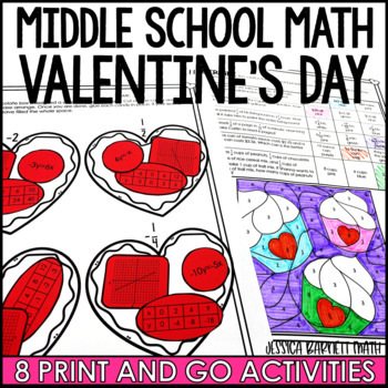 Preview of Middle School Math Activities for Valentine's Day January February