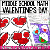 Middle School Math Activities for Valentine's Day January 