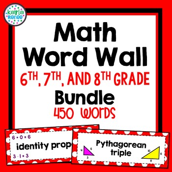 Preview of Middle School Math Vocabulary Word Wall (In Red!) - 6, 7, 8 Grade Bundle!