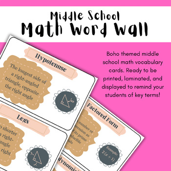 Preview of Middle School Math Word Wall Cards - Bundle