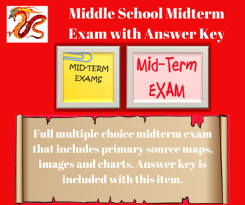 Preview of Middle School Midterm Exam WITH Key
