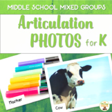 Articulation Photo Cards for K for Middle School Mixed Groups