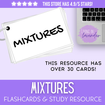 Preview of Middle School Mixtures Test Prep: Flashcards
