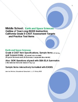 Preview of Middle School Earth and Space Sciences: Year-Long Planning (CAST Targets)