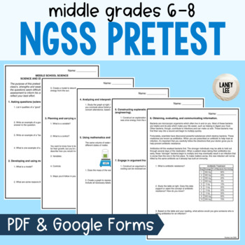 Preview of Middle School NGSS Pretest and Reflection 