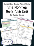Middle School NO PREP Book Club | Independent Reading Acco