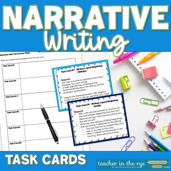 Preview of Narrative Writing Task Cards for Middle School Fiction Descriptive Short Story