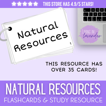 Preview of Middle School Natural Resources Test Prep: Flashcards