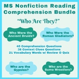 Middle School Nonfiction Reading Bundle with Questions: "W
