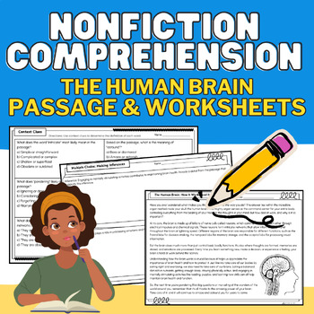 Preview of Middle School Nonfiction Reading Comprehension & Science Packet: Human Brain