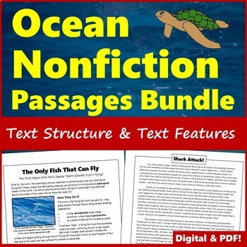 Preview of Middle School Nonfiction Reading Unit - Ocean Animals Reading Passages