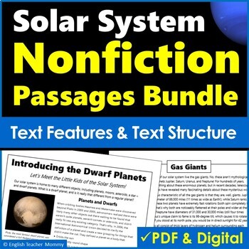 Preview of Middle School Nonfiction Unit - Solar System Reading Passages
