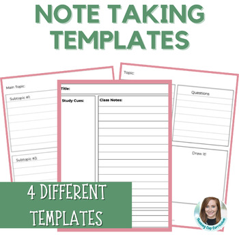 Preview of Middle School Note-Taking Template Graphic Organizers All Subjects Study Skills