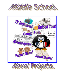 Preview of Middle School Novel Project Packet with Common Core Alignment