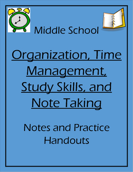 Preview of Middle School Organization, Time Management, Study Skills, and Note Taking Pack