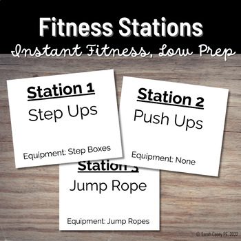 Preview of Middle School PE Fitness Stations - Fun Low Prep Physical Education Stations