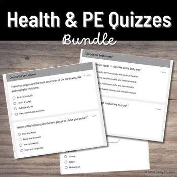 Preview of Middle School PE Health and Fitness Google Form Quizzes Bundle