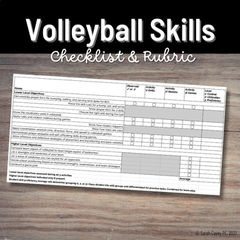 Preview of Middle School PE Volleyball Skills Checklist Assessment
