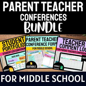 Preview of Middle School Parent Teacher Conferences EDITABLE BUNDLE