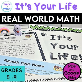 Preview of Middle School Personal Financial Literacy | Real World End of Year Math Project