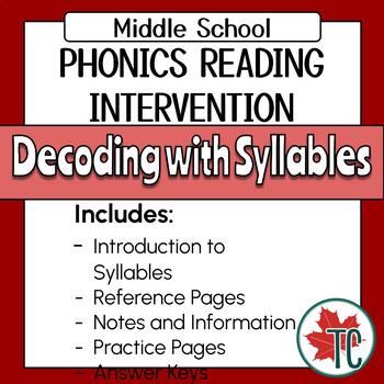 Preview of Middle School Phonics Reading Intervention: Decoding with Syllables