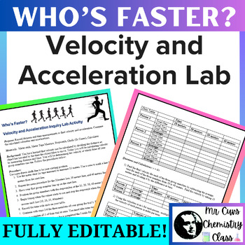 Preview of Middle School, Physical Science, Physics, Velocity and Acceleration Inquiry Lab
