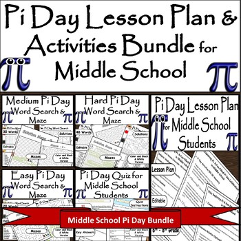 Preview of Middle School Pi Day Bundle: Lesson Plan, Puzzles, and Quiz for March 14th