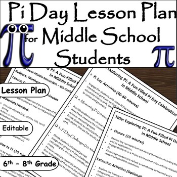 Preview of Middle School Pi Day Lesson Plan: Exploring Circles and Pi/ March 14th/ Pi Day