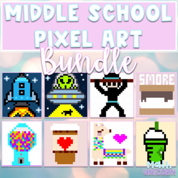 Preview of Middle School Pixel Art Math Bundle
