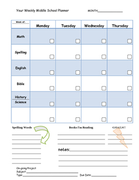 Preview of Middle School Planner