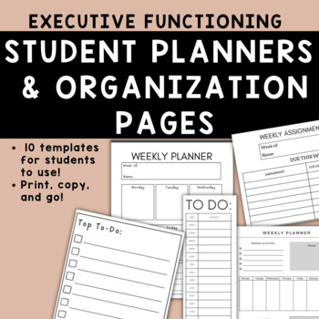 Preview of Middle School Planner Template Pages and To Do Lists for Students