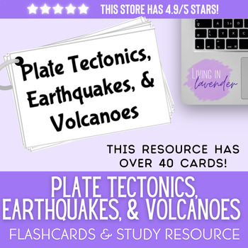 Preview of Middle School Plate Tectonics, Earthquakes, & Volcanoes Test Prep: Flashcards