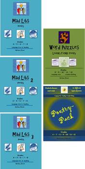 Preview of Middle School Poetry Bundle: 12 Mad Libs, 3 Puzzles, 10 Poems (BEST DEAL)