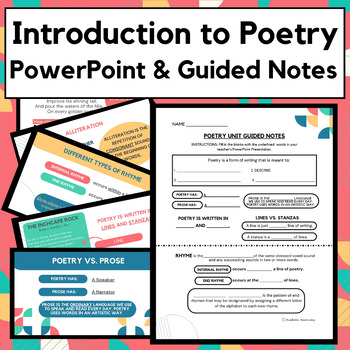 Preview of Middle School Poetry Introduction Lesson | PowerPoint and Guided Notes