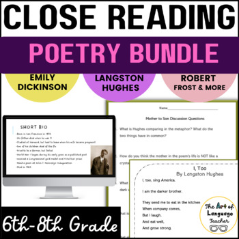 Preview of National Poetry Month Middle School Bundle: Poetry Analysis Figurative Language