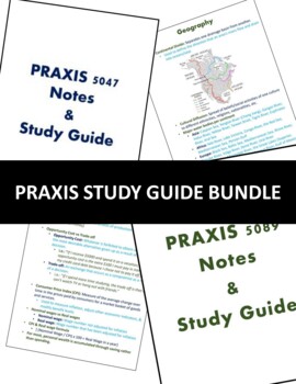 Preview of Middle School Praxis 5047 & 5089 Study Guide & Notesheet Bundle