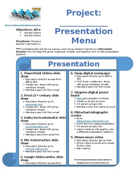 Preview of Expository Research Presentation Menu (could be used for any presentation)