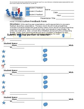 Preview of Middle School Individual Presentation Peer Feedback Guide