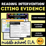 Middle School Reading Intervention Citing Textual Evidence