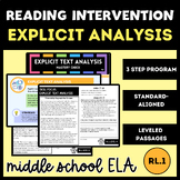 Middle School Reading Intervention Explicit Analysis, RL.1