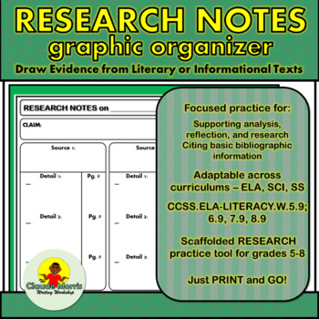Preview of Middle School Research/Close Reading Graphic Organizers