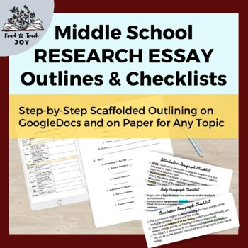 Preview of Middle School Research Essay Outlines & Checklists