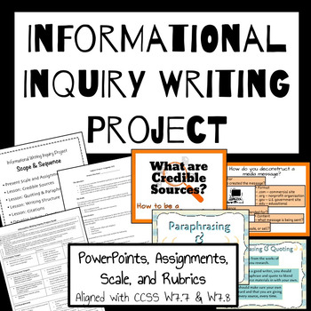 Preview of Middle School Research & Informational Writing Project