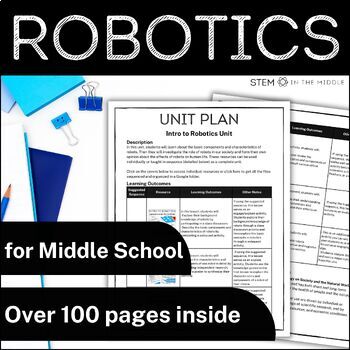 Preview of Middle School Robotics Unit with Lessons, Activities, and Worksheets for STEM